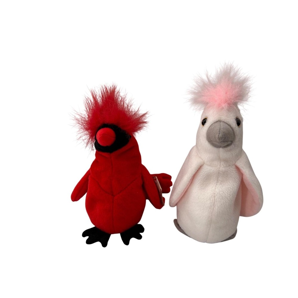 Vintage Ty Beanie Babies‎ Mac & Kuku Plush Birds Set Cardinal Cockatoo Bundle
